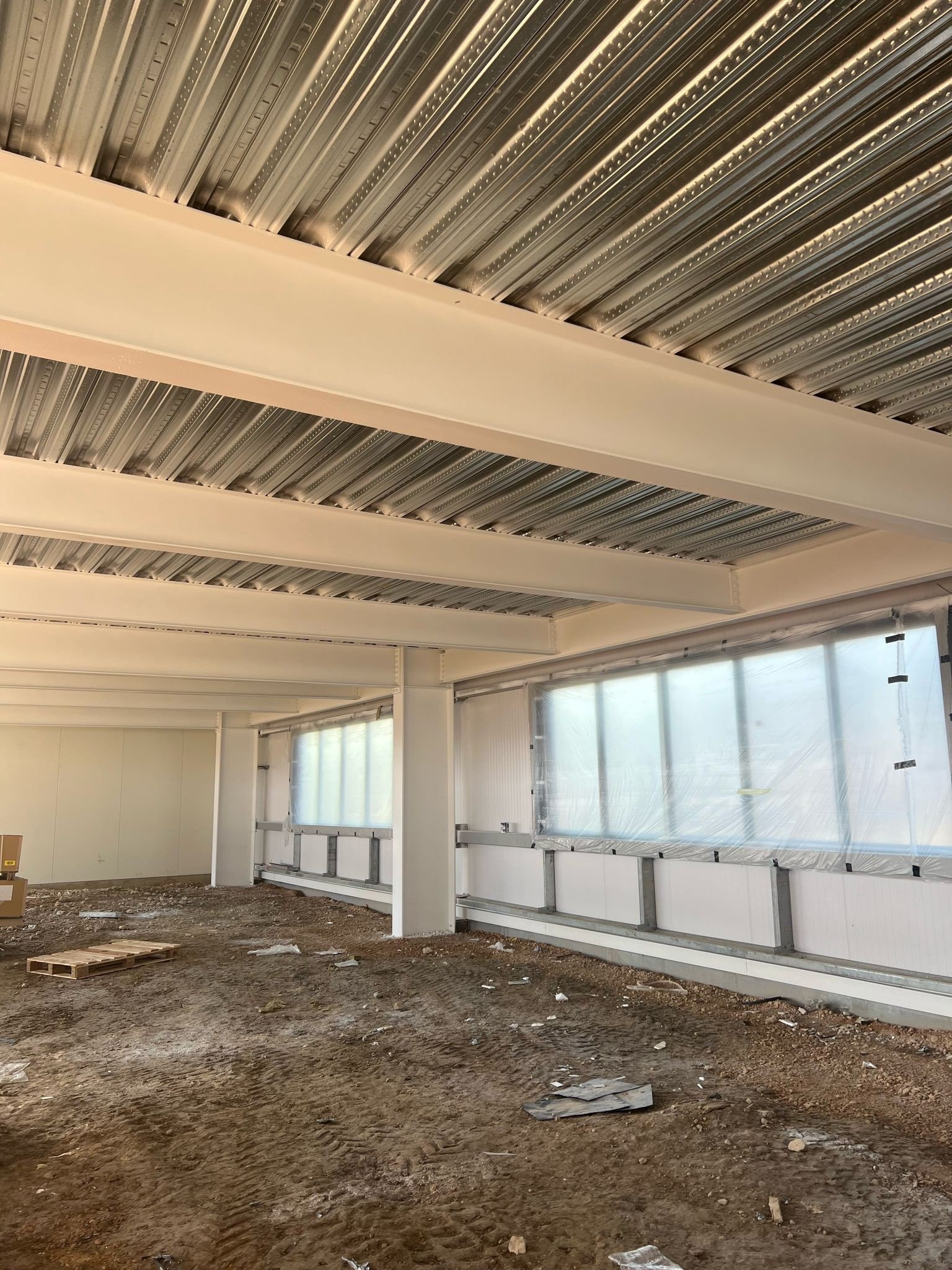 Intumescent paint on steel beams